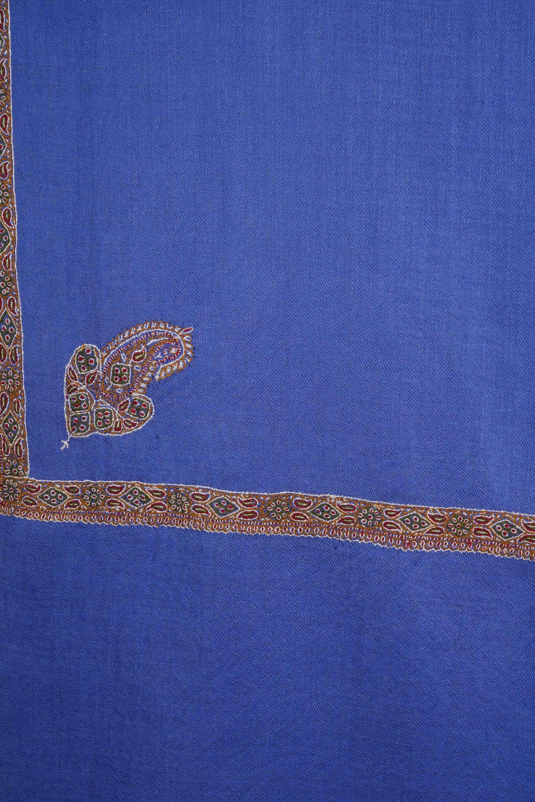 Blue Border Embroidery Cashmere Pashmina Shawl