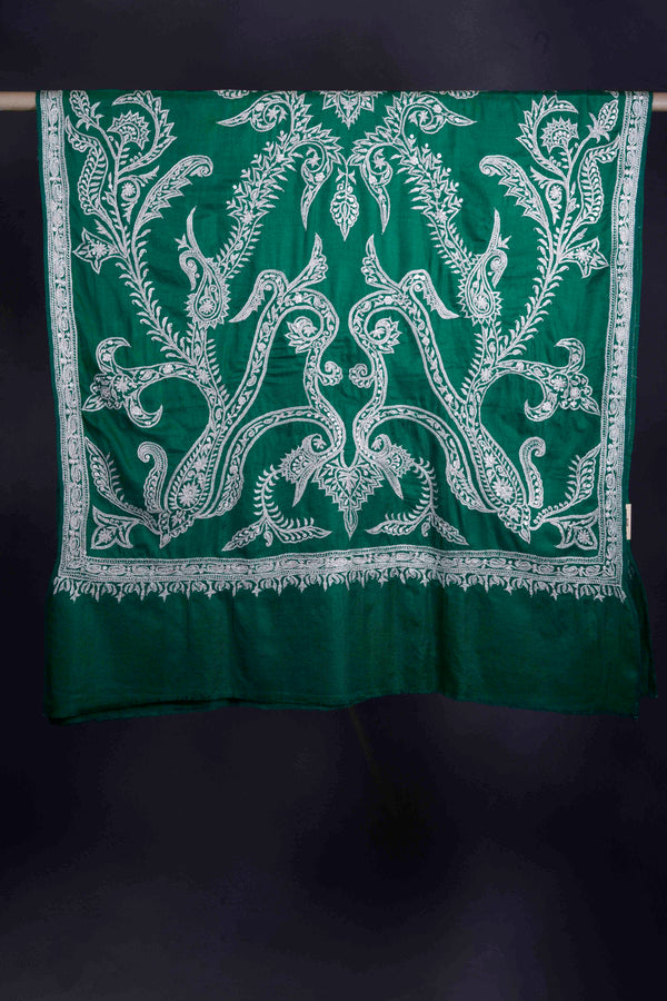 Green Tilla Embroidery Pashmina Shawl