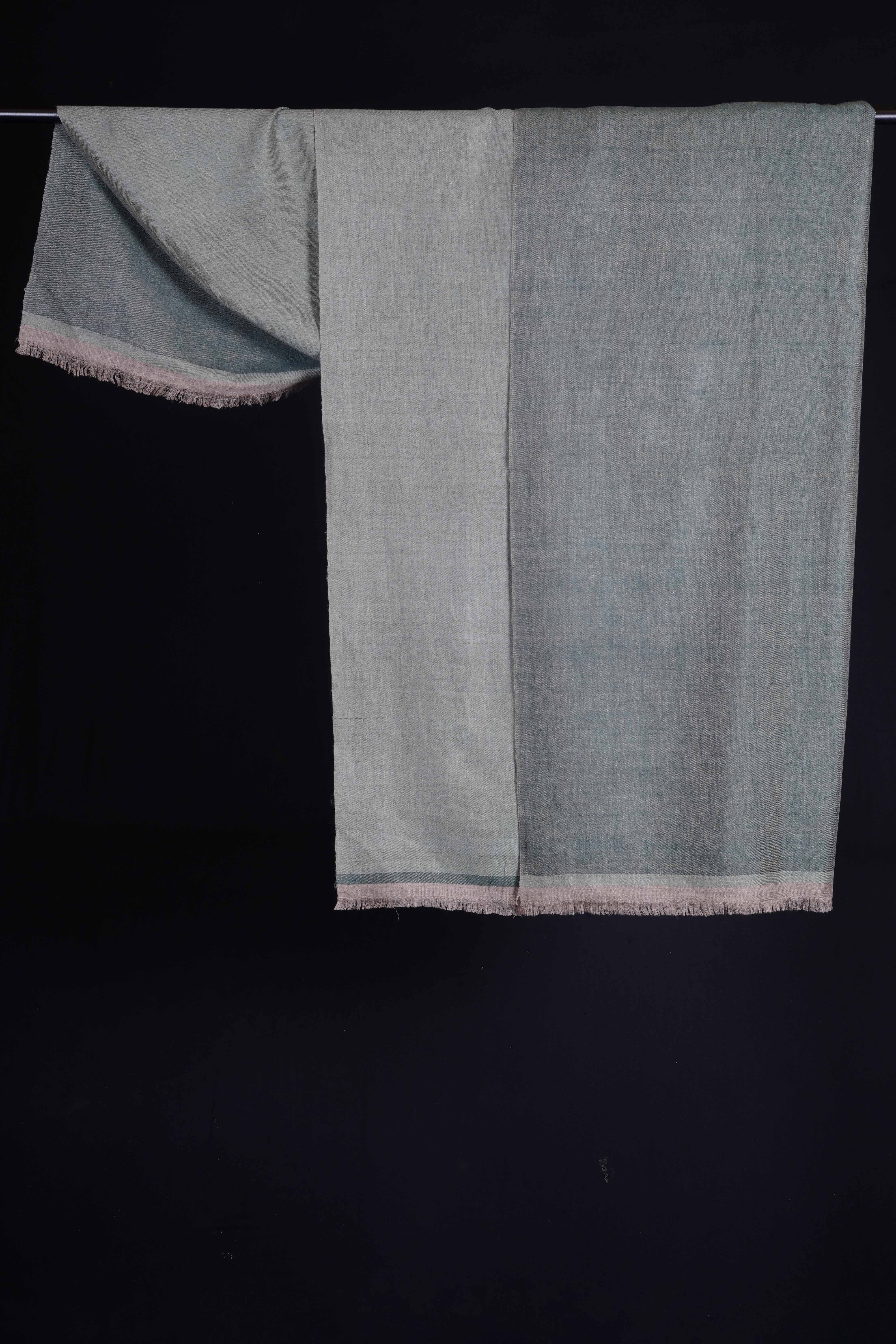 Reversible Emerald and Light Green Handwoven Cashmere Pashmina Shawl