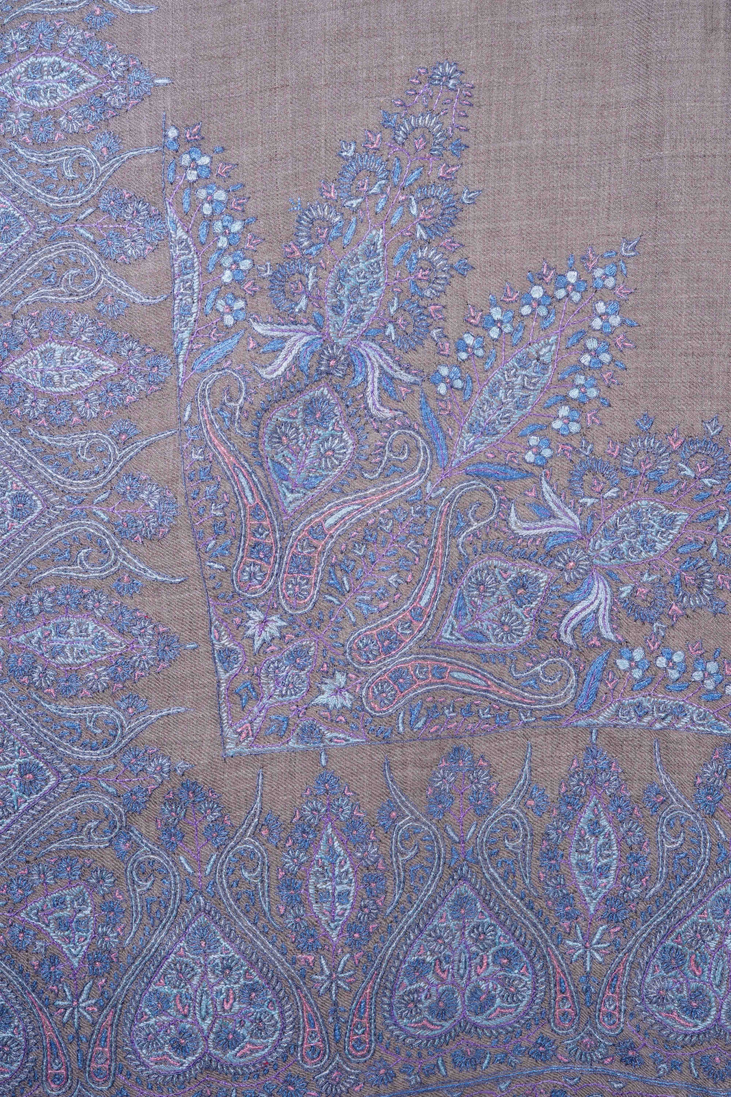 2.5 yard Natural Base Embroidery Pashmina Cashmere Shawl
