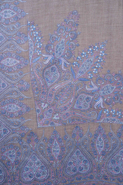 Natural Base Embroidery Pashmina Cashmere Shawl
