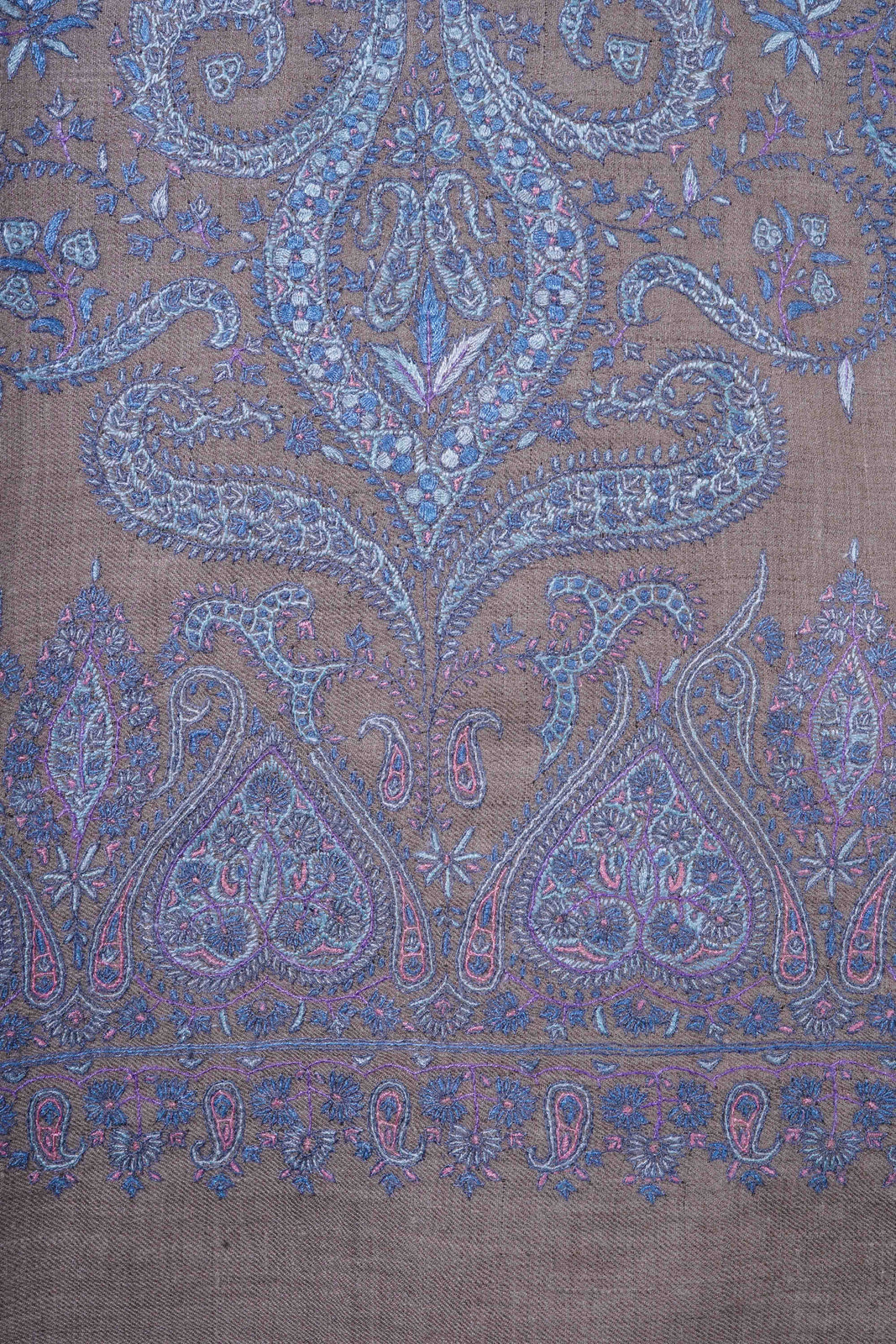2.5 yard Natural Base Embroidery Pashmina Cashmere Shawl