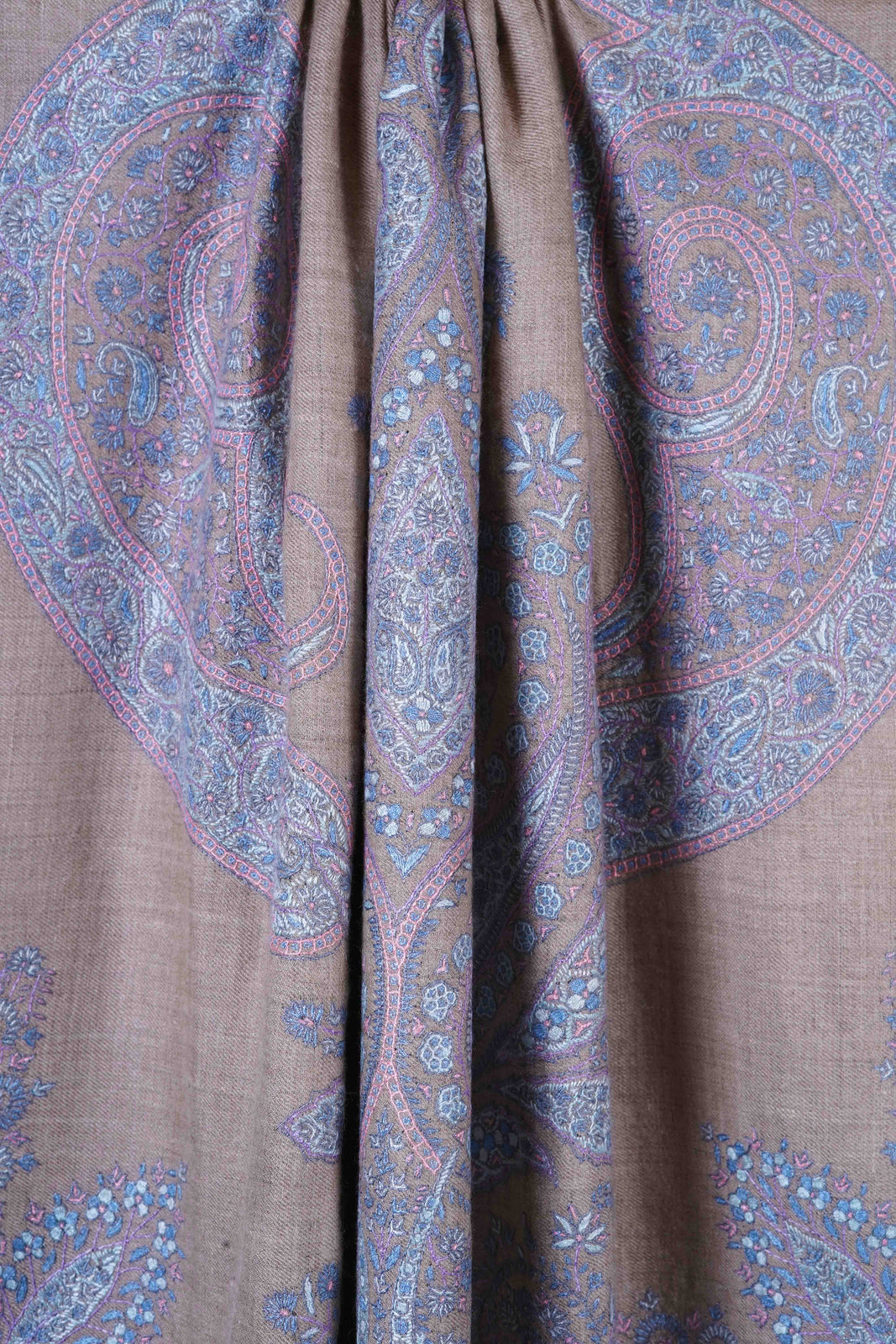 2.5 yard Natural Base Embroidery Pashmina Cashmere Shawl