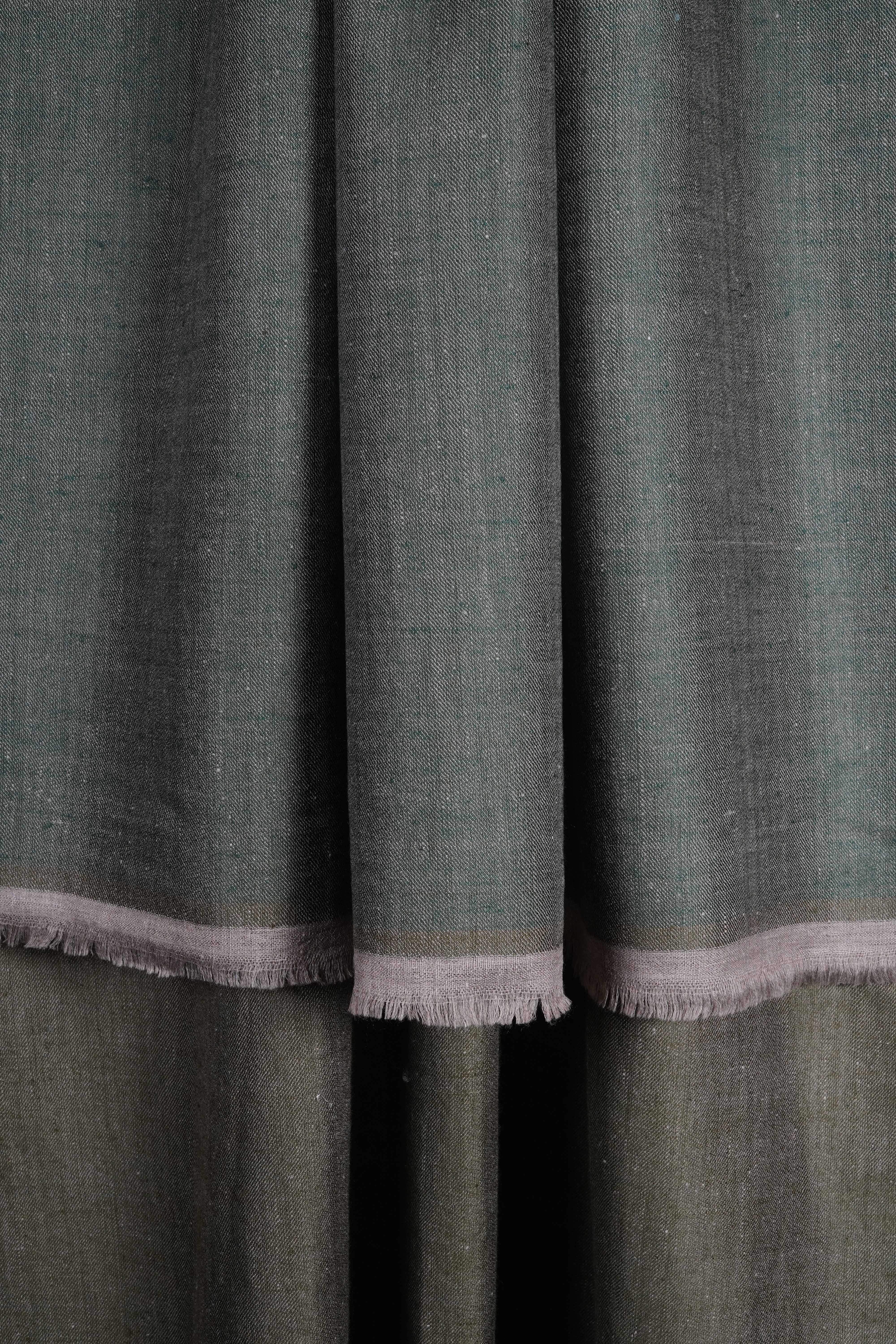 Reversible Dark and Olive Green Handwoven Cashmere Pashmina Shawl