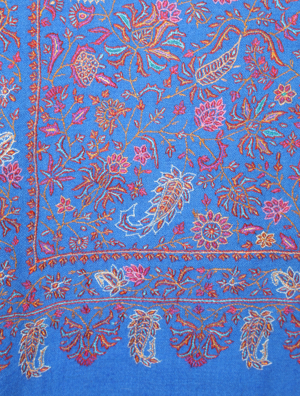 Blue Color Jamawar Embroidery Pashmina Shawl