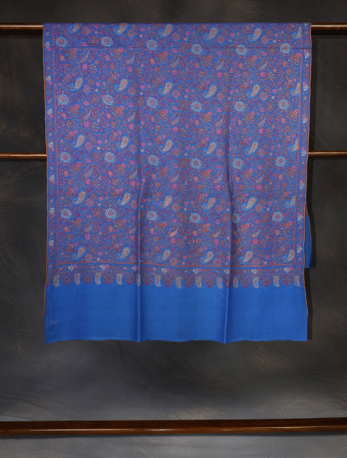 Blue Color Jamawar Embroidery Pashmina Shawl