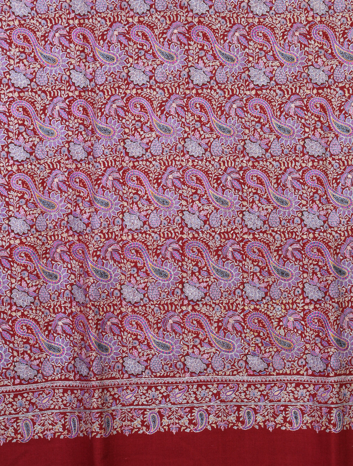 Red Color Jamawar Embroidery Pashmina Shawl