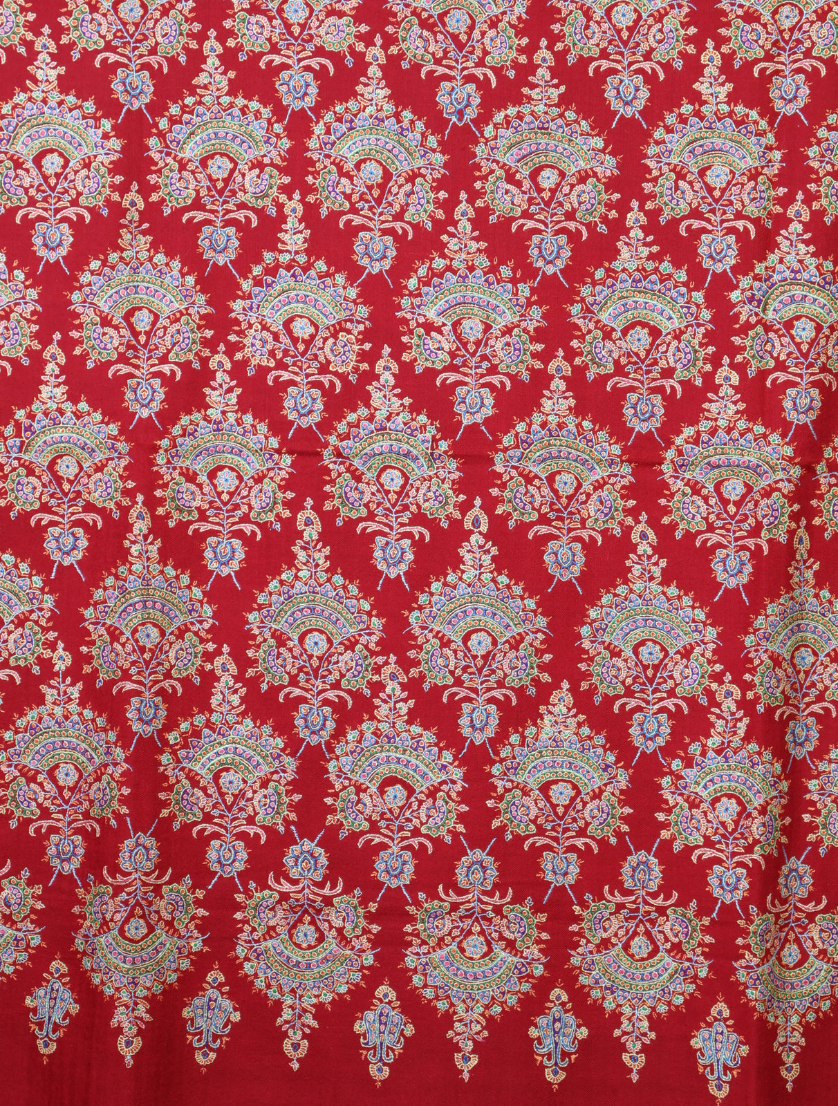 Red Base Jamawar Embroidery Pashmina Shawl