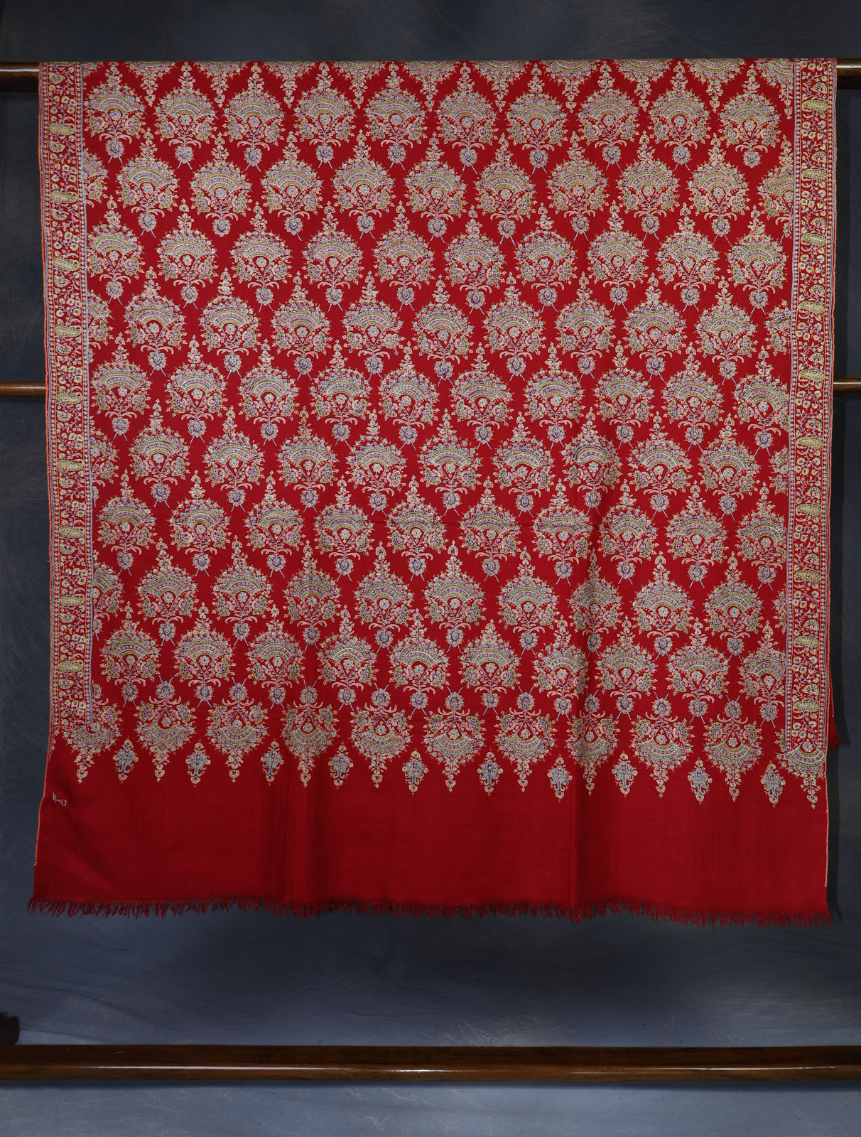 Red Base Jamawar Embroidery Pashmina Shawl