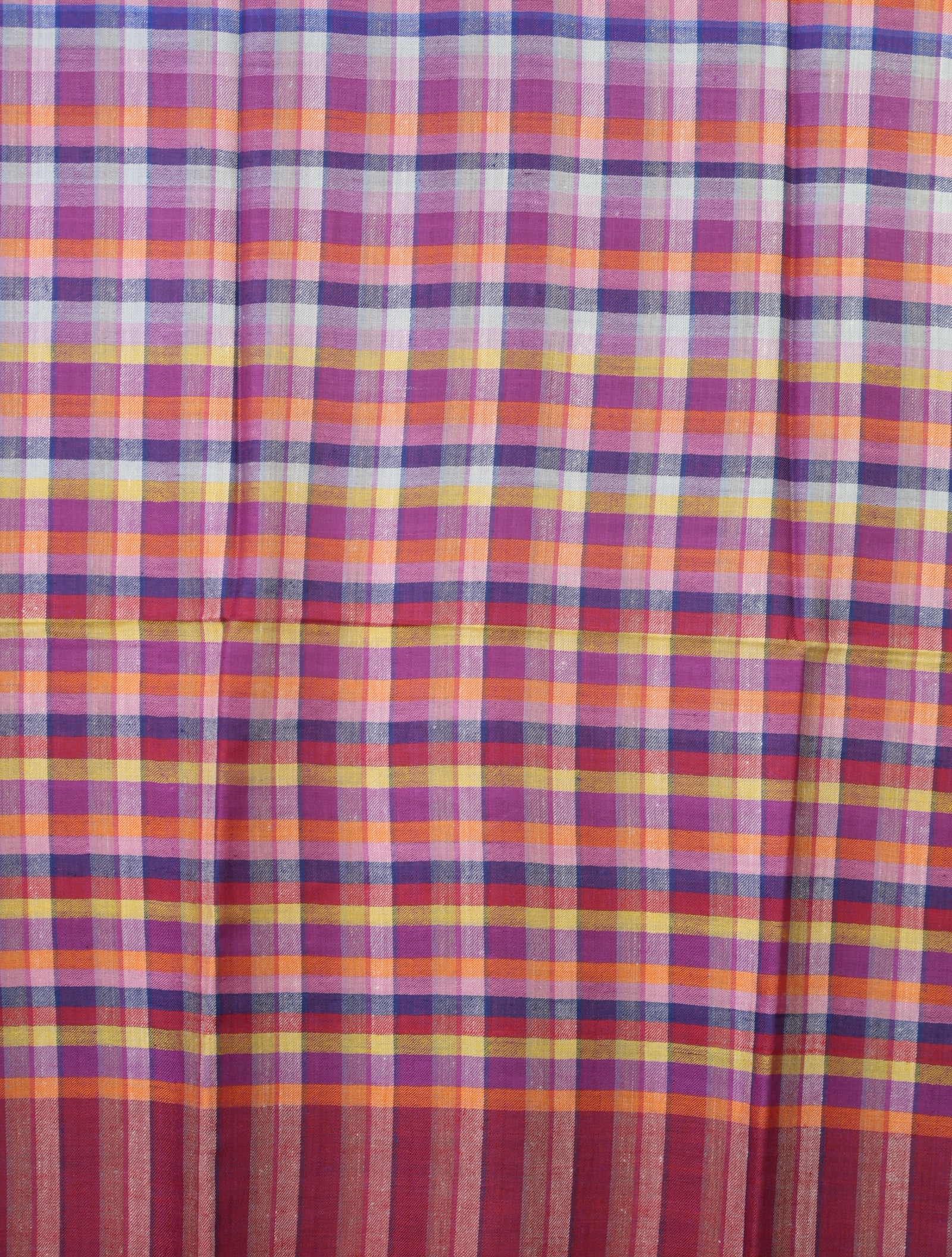 Red Border Checked handwoven Cashmere Pashmina Shawl