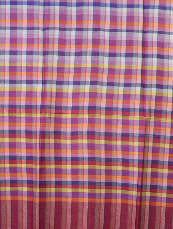 Red Border Checked handwoven Cashmere Pashmina Shawl
