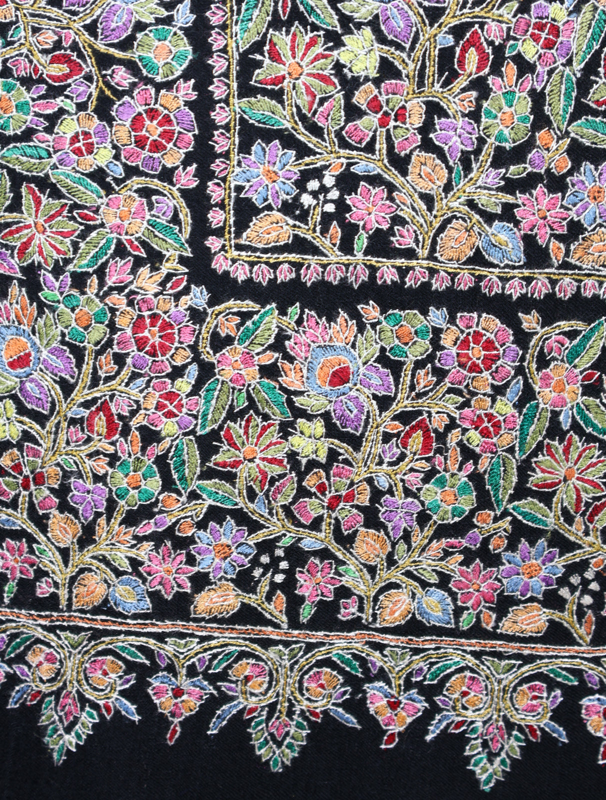 Black Jamawar Embroidery Pashmina Shawl