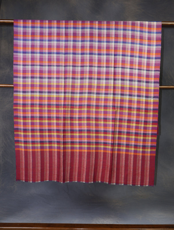 Red Border Checked handwoven Cashmere Pashmina Shawl