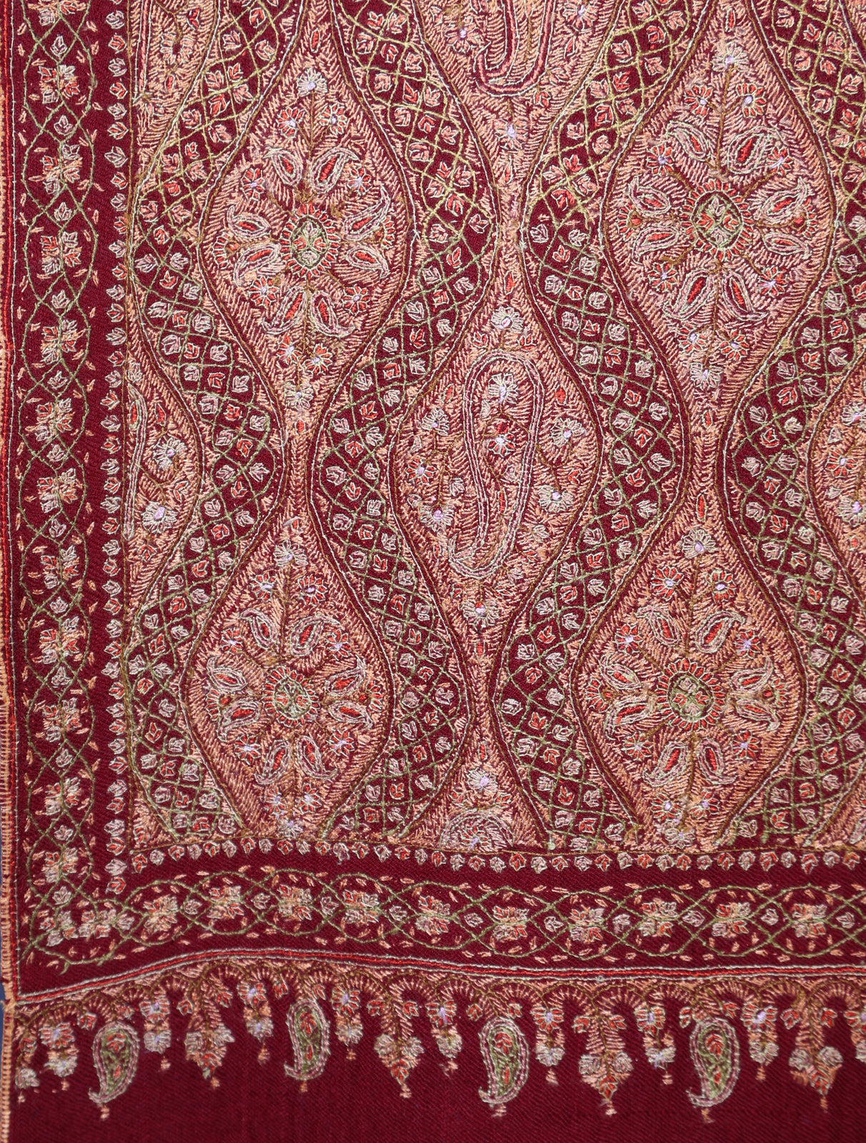 Maroon Color Jamawar Embroidery Pashmina Shawl
