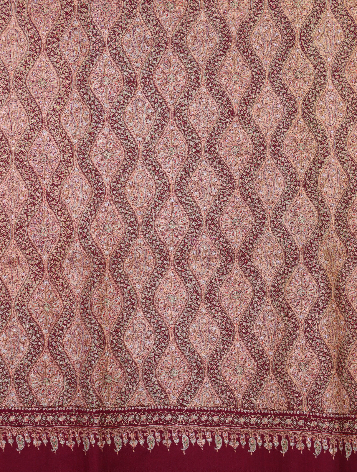 Maroon Color Jamawar Embroidery Pashmina Shawl