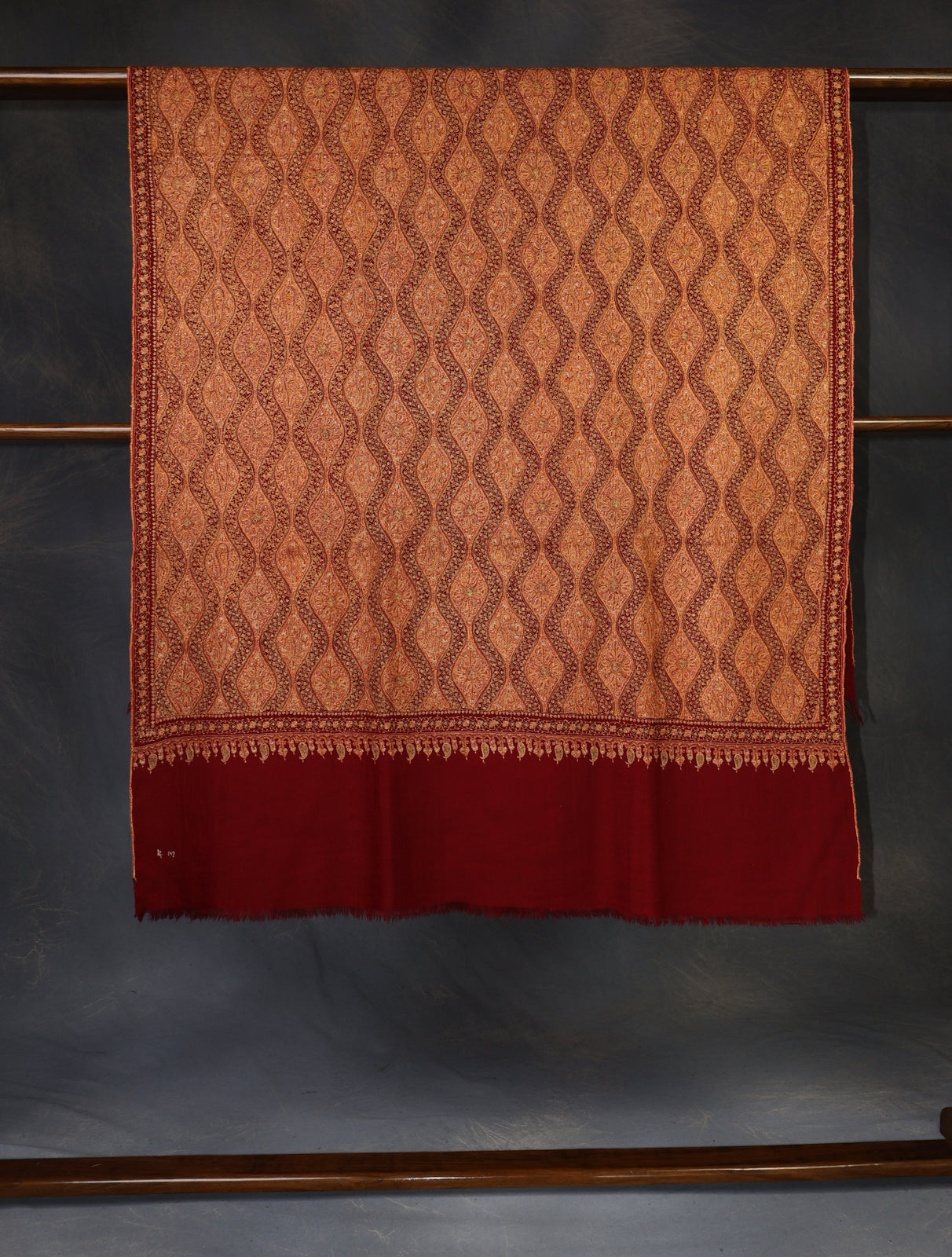Maroon Color Jamawar Embroidery Pashmina Shawl