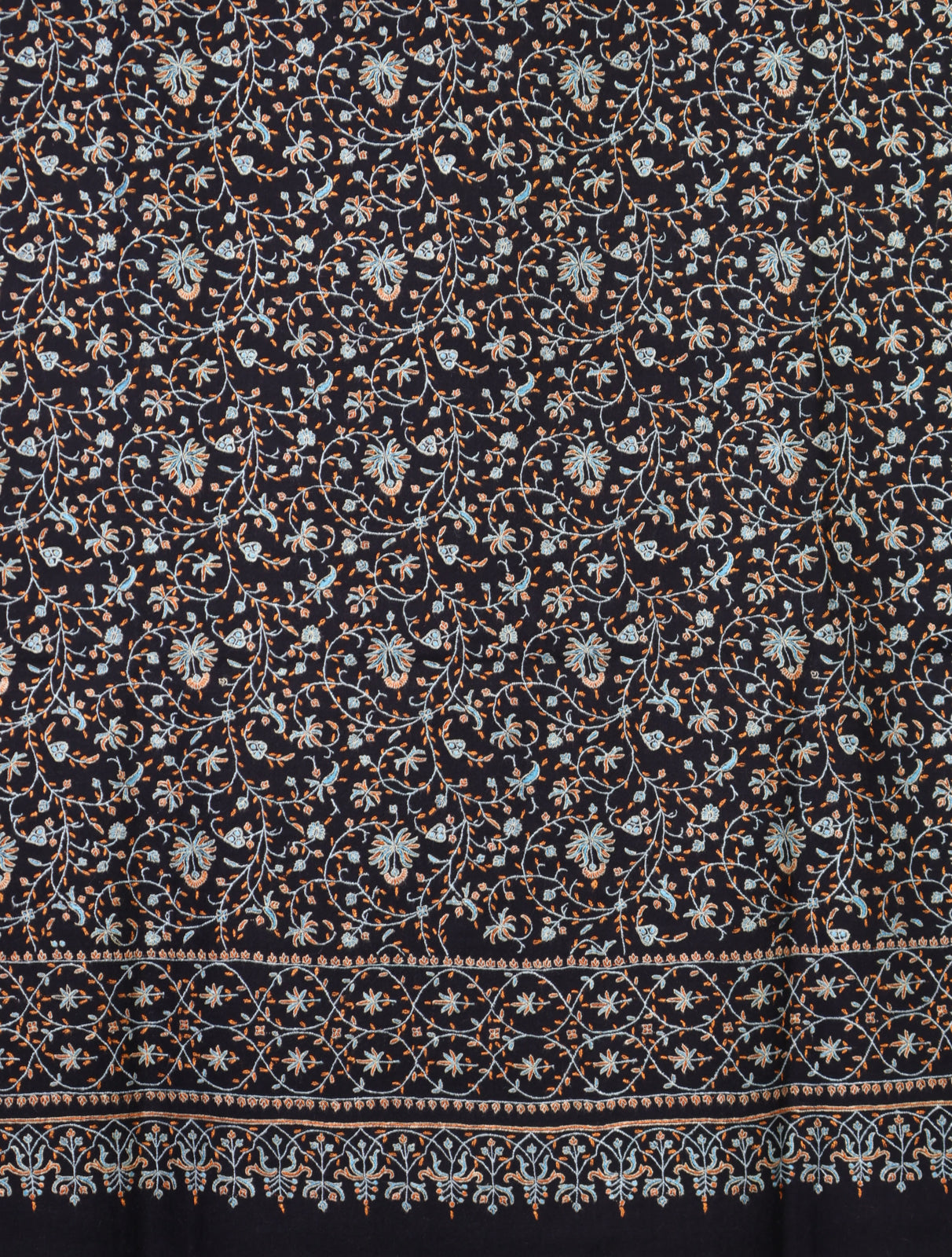 Black Jamawar Embroidery Pashmina Shawl