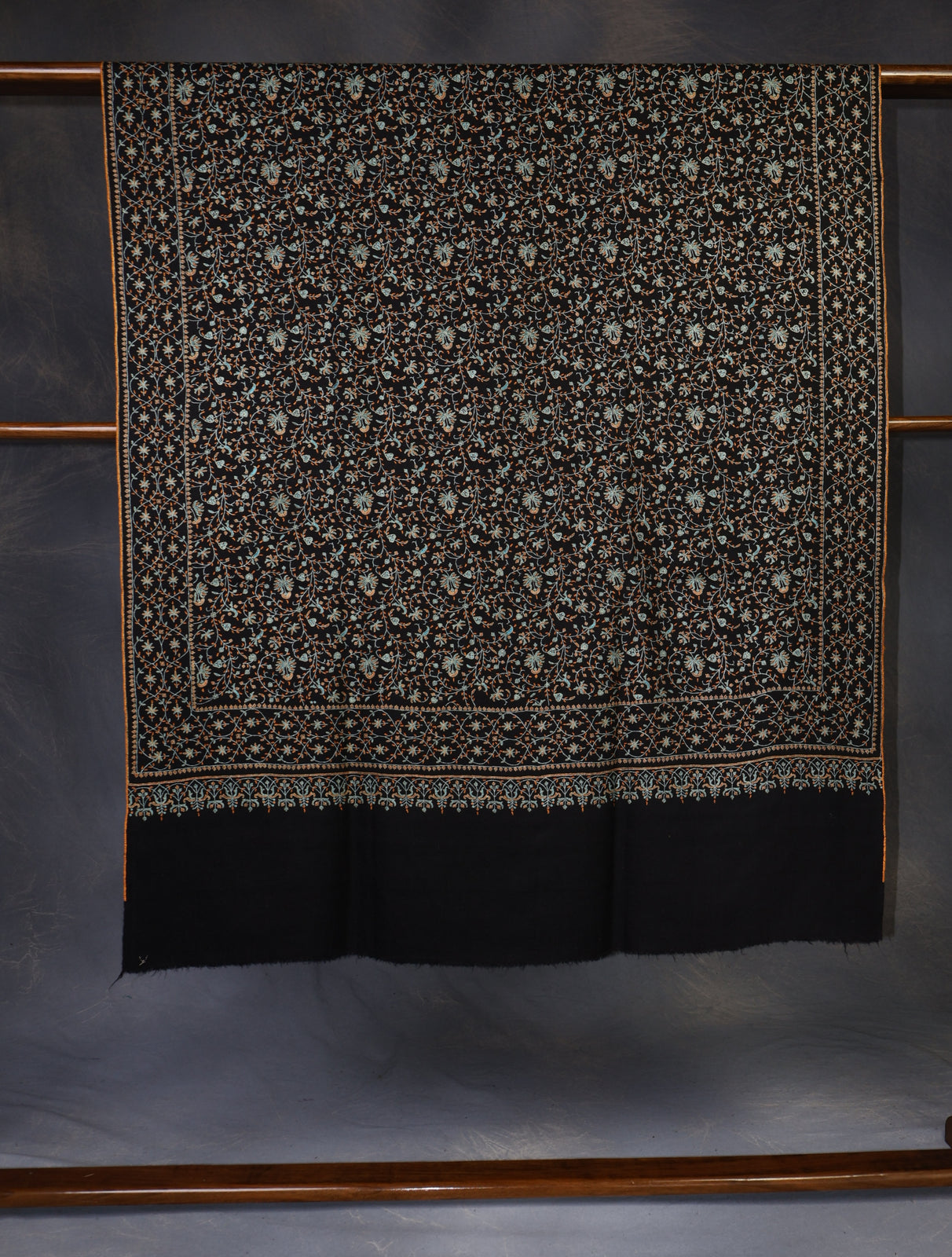 Black Jamawar Embroidery Pashmina Shawl