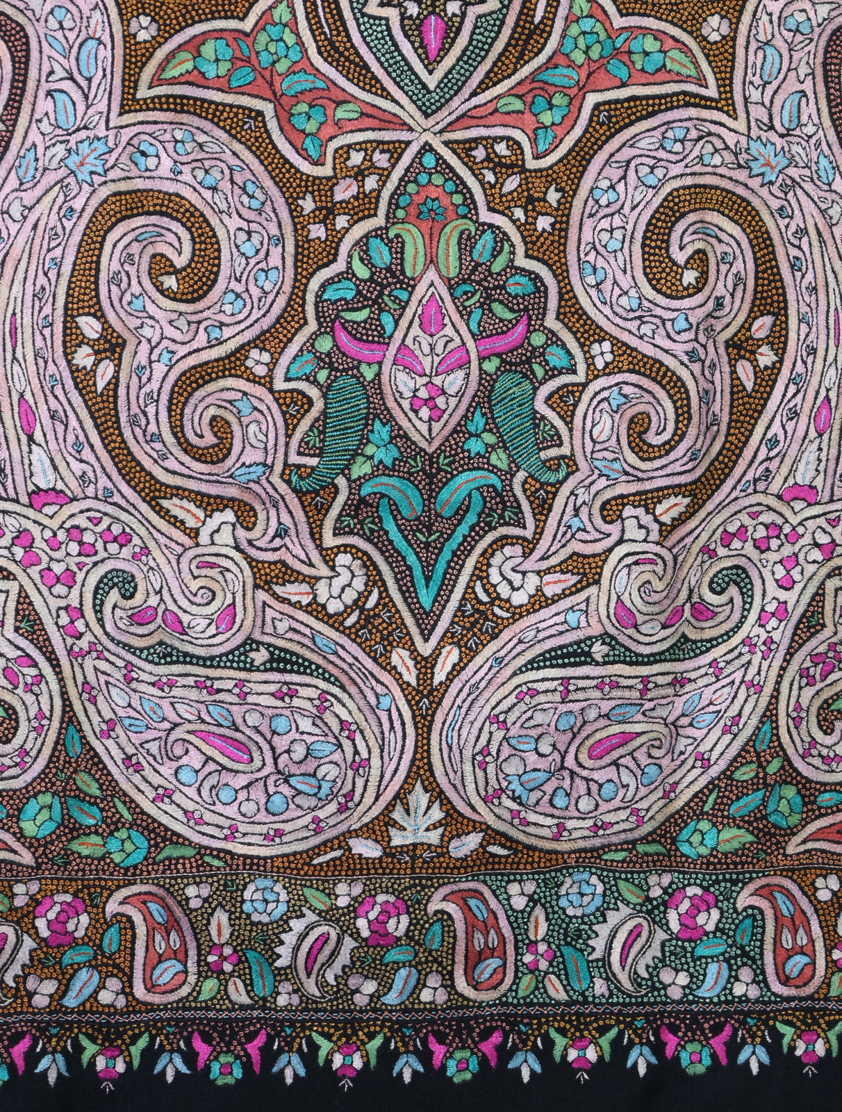 Black Jamawar Embroidery Pashmina Shawl