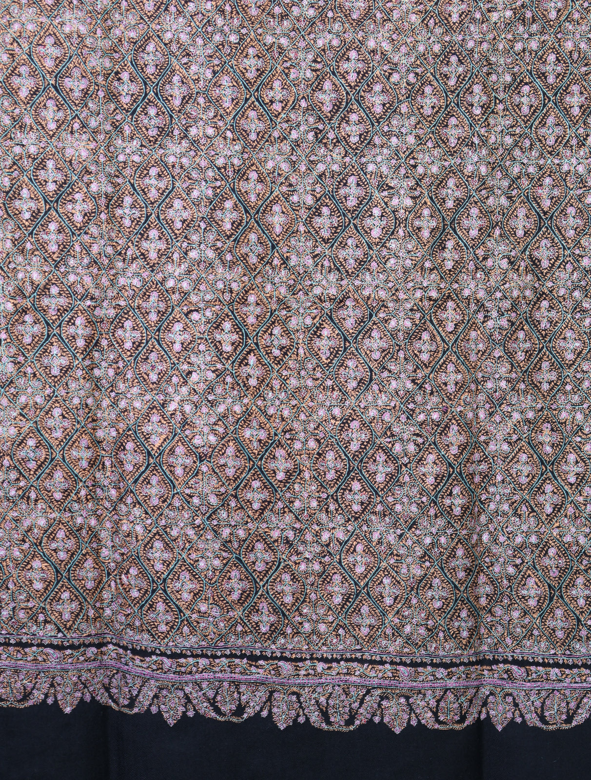 Black Base Jamawar Embroidery Pashmina Shawl
