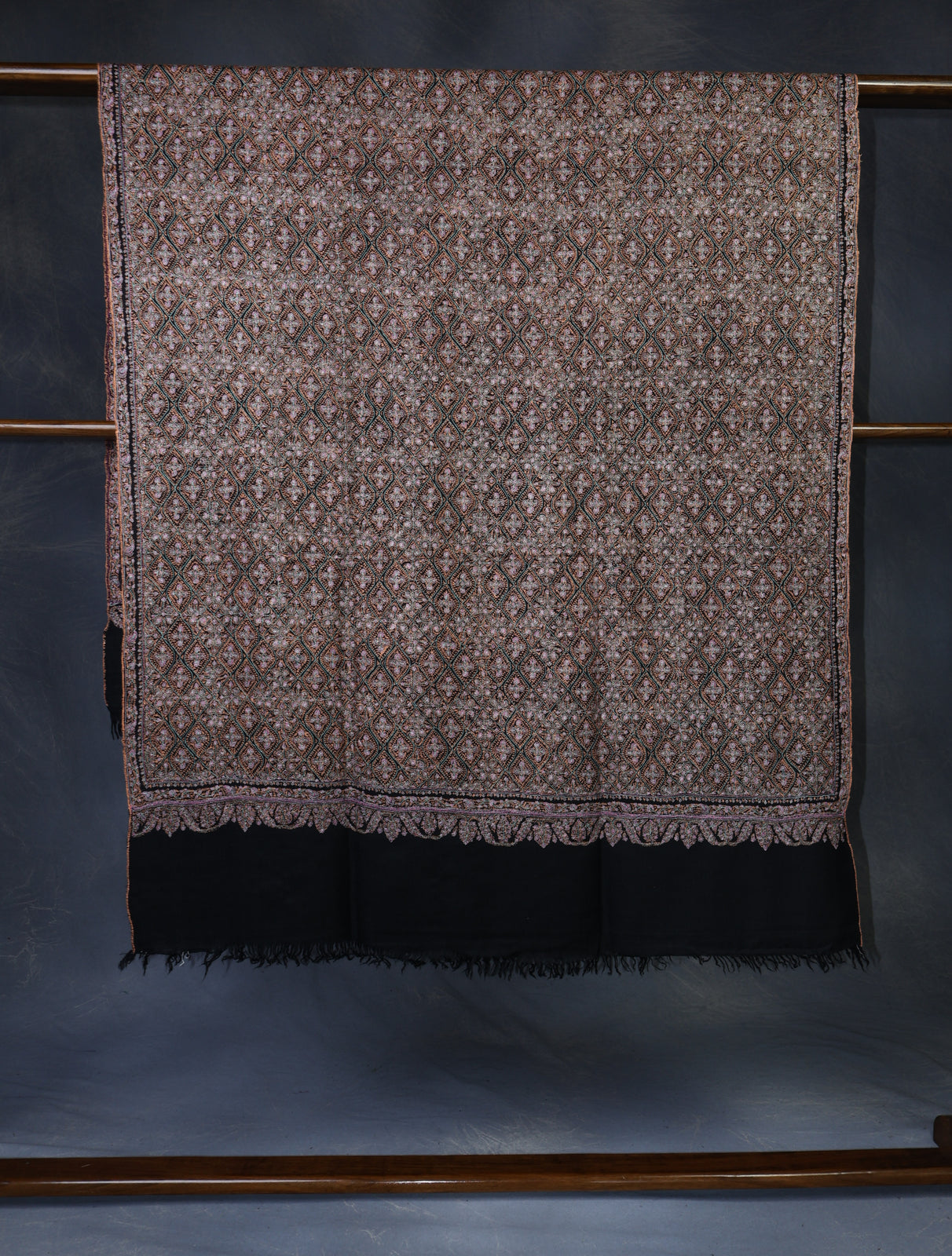 Black Base Jamawar Embroidery Pashmina Shawl