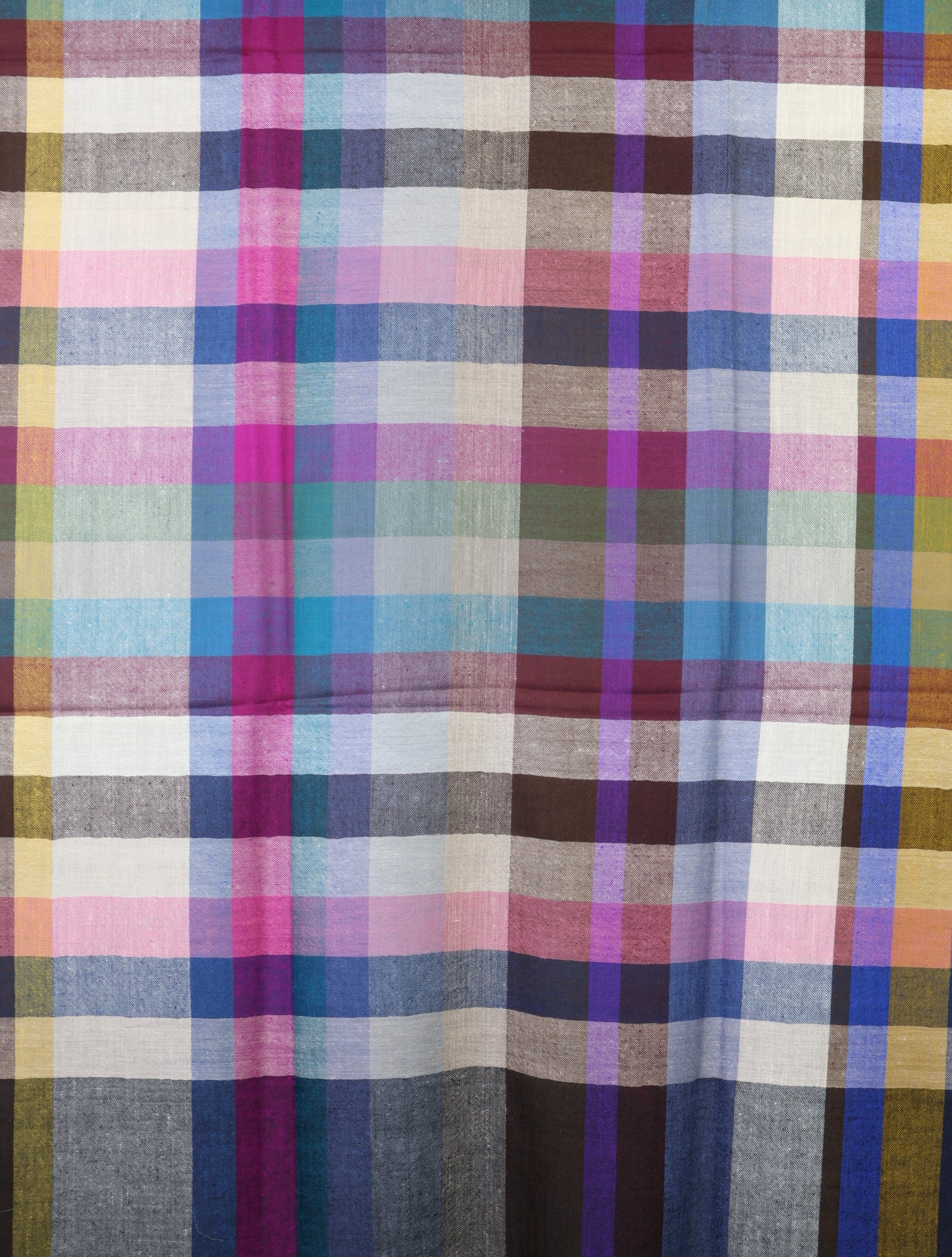Multi Color With Black Border Checked handwoven Cashmere Pashmina Shawl