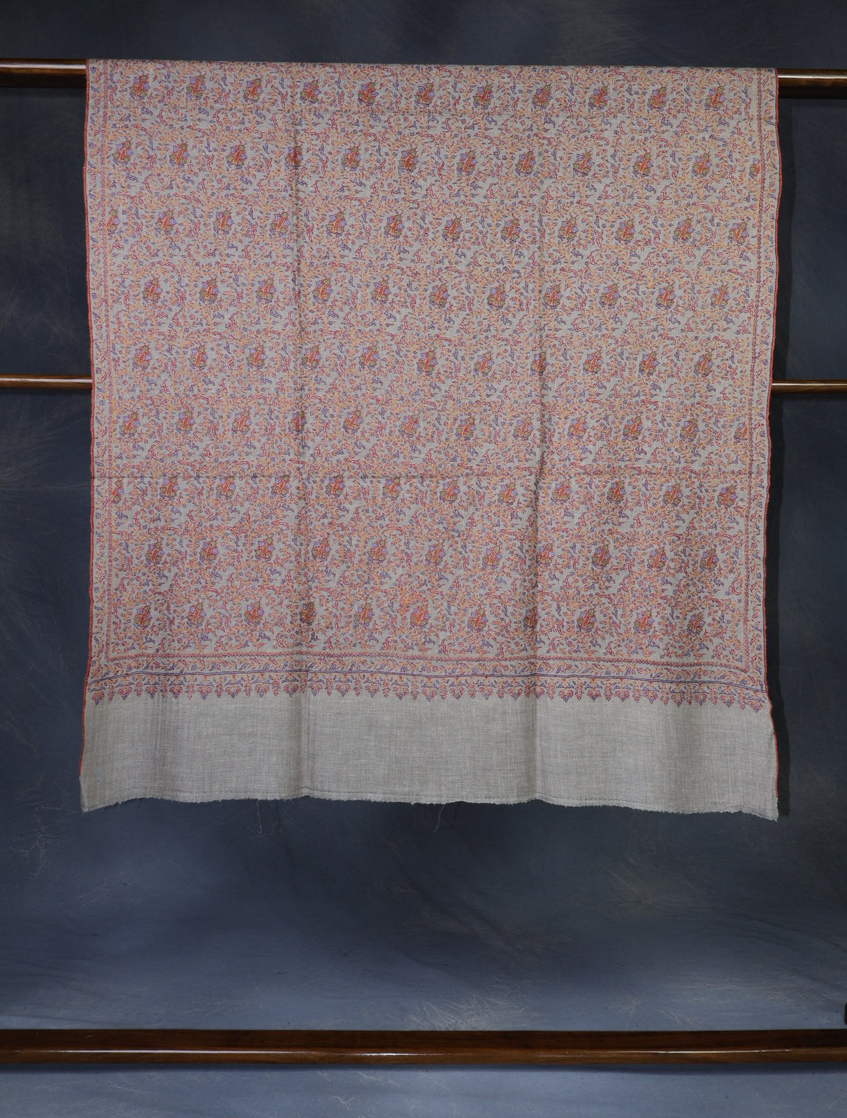 Natural Color Jamawar Embroidery Pashmina Shawl