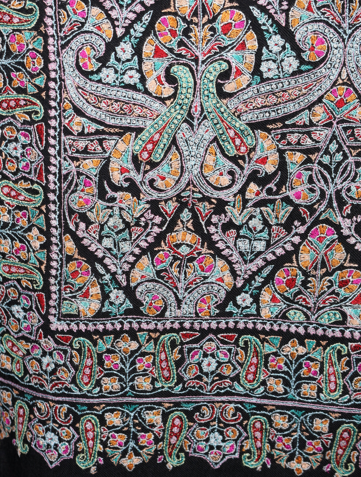 Black Jamawar Embroidery Pashmina Shawl