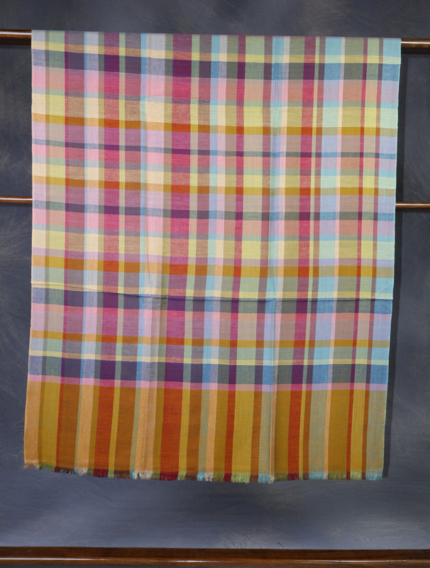 Multi Color Checked handwoven Cashmere Pashmina Shawl