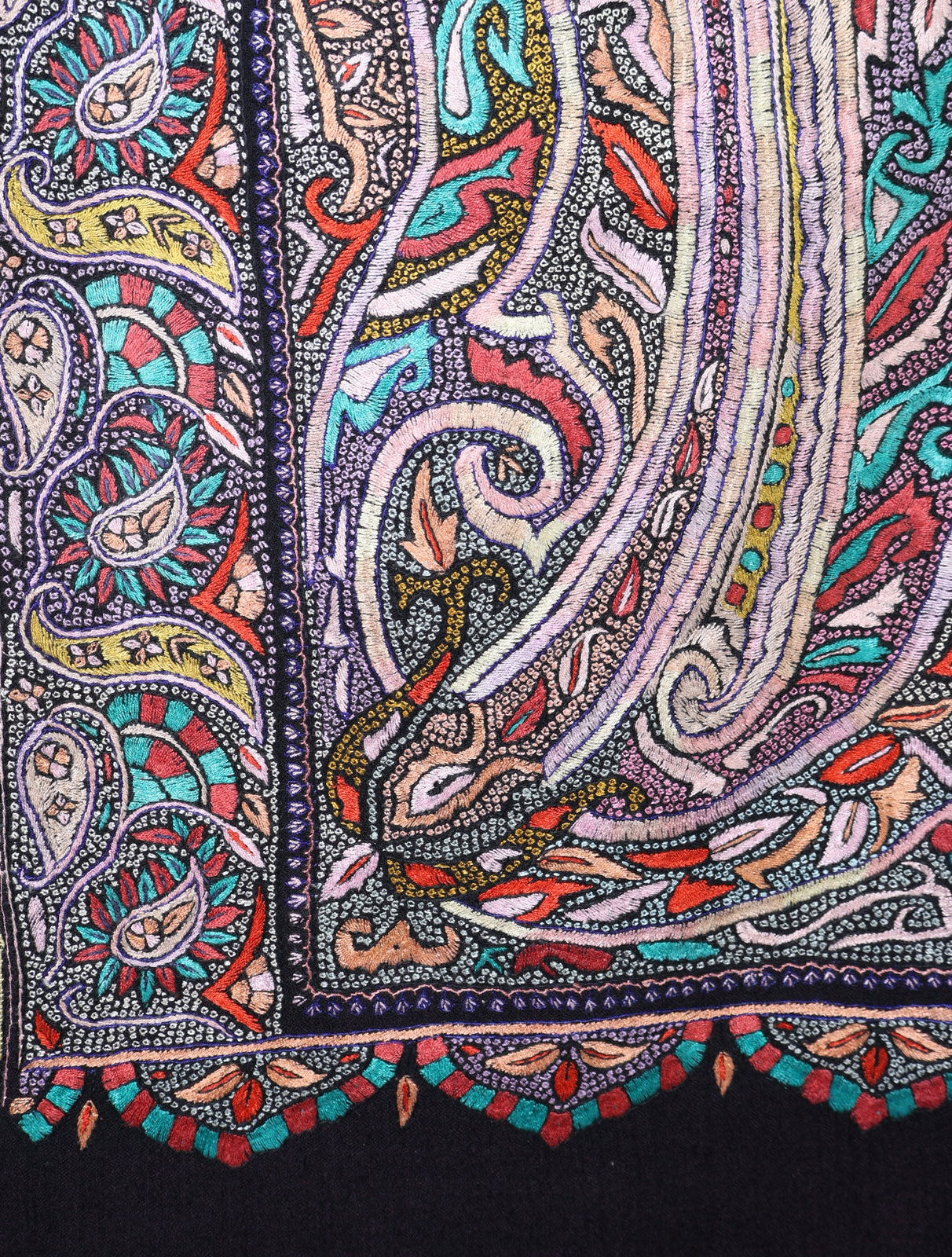 Black Jamawar Embroidery Pashmina Shawl