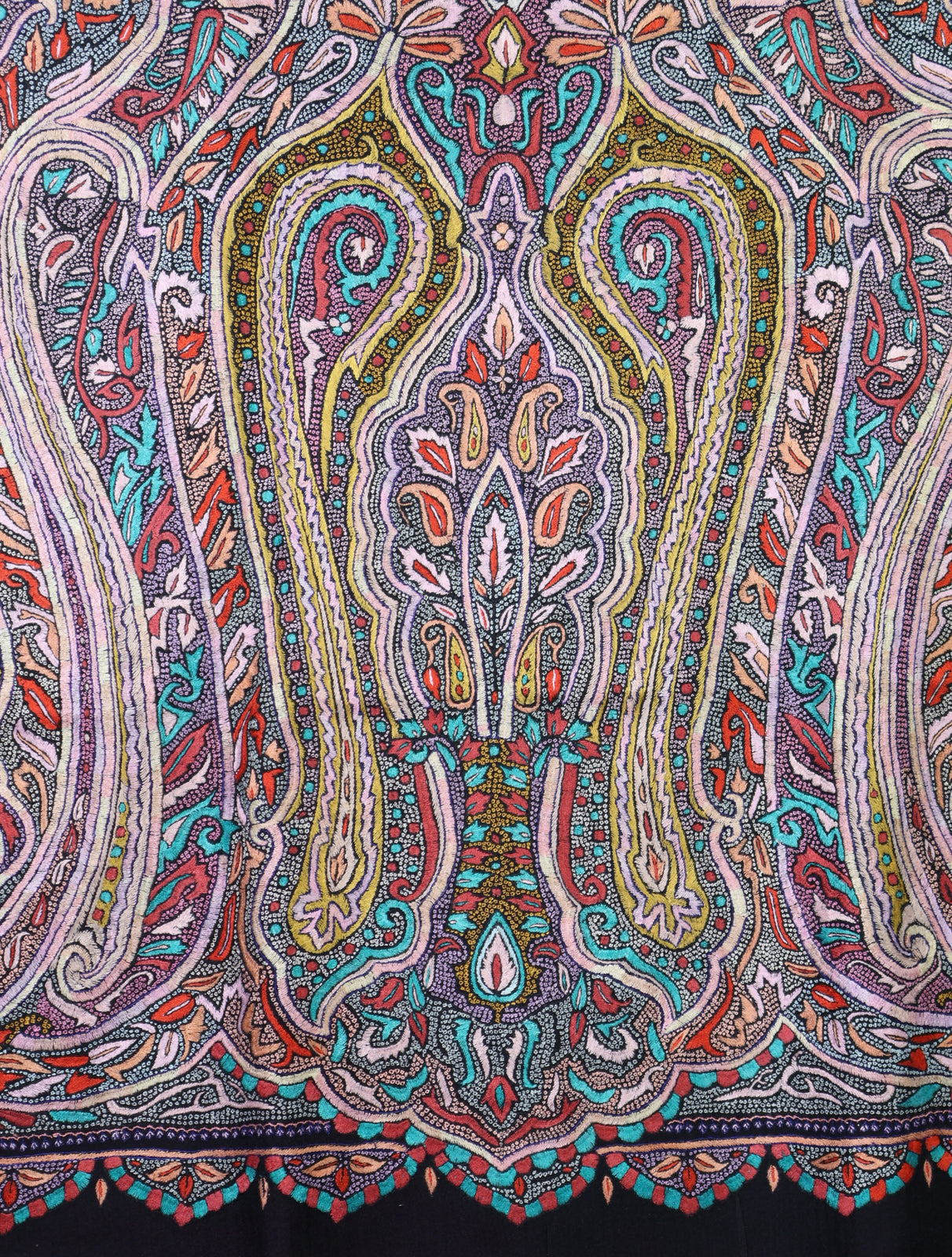 Black Jamawar Embroidery Pashmina Shawl