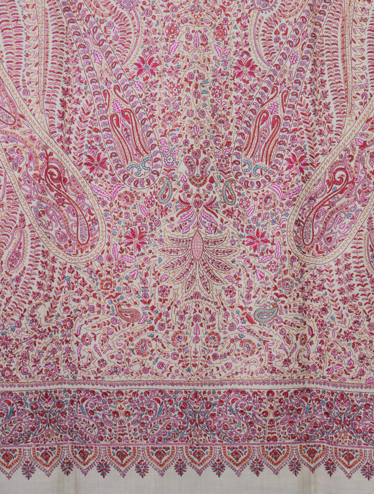 Cream Color Jamawar Embroidery Pashmina Shawl