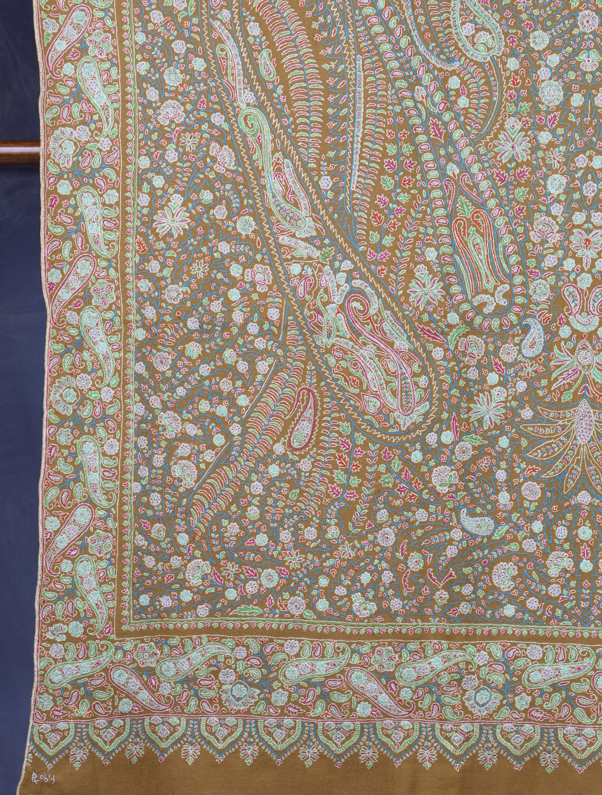 Camel Color Jamawar Embroidery Pashmina Shawl