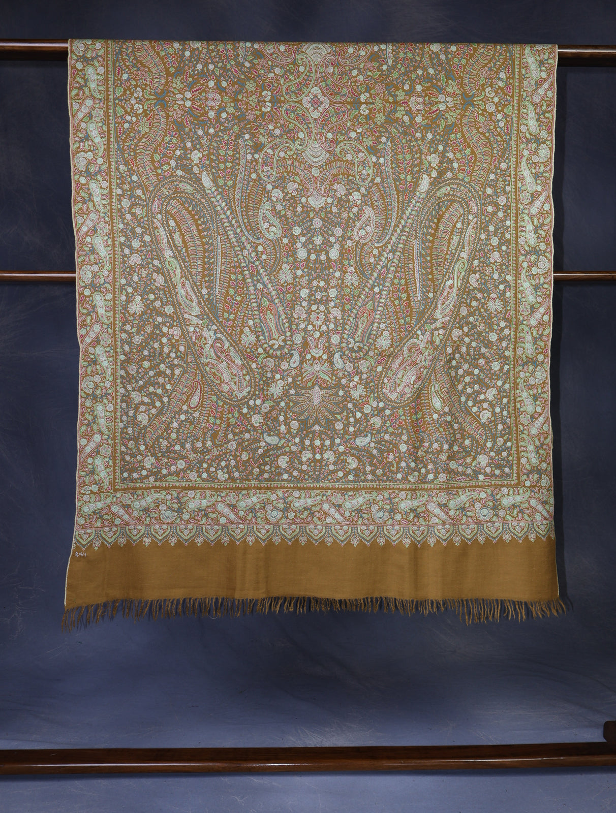 Camel Color Jamawar Embroidery Pashmina Shawl