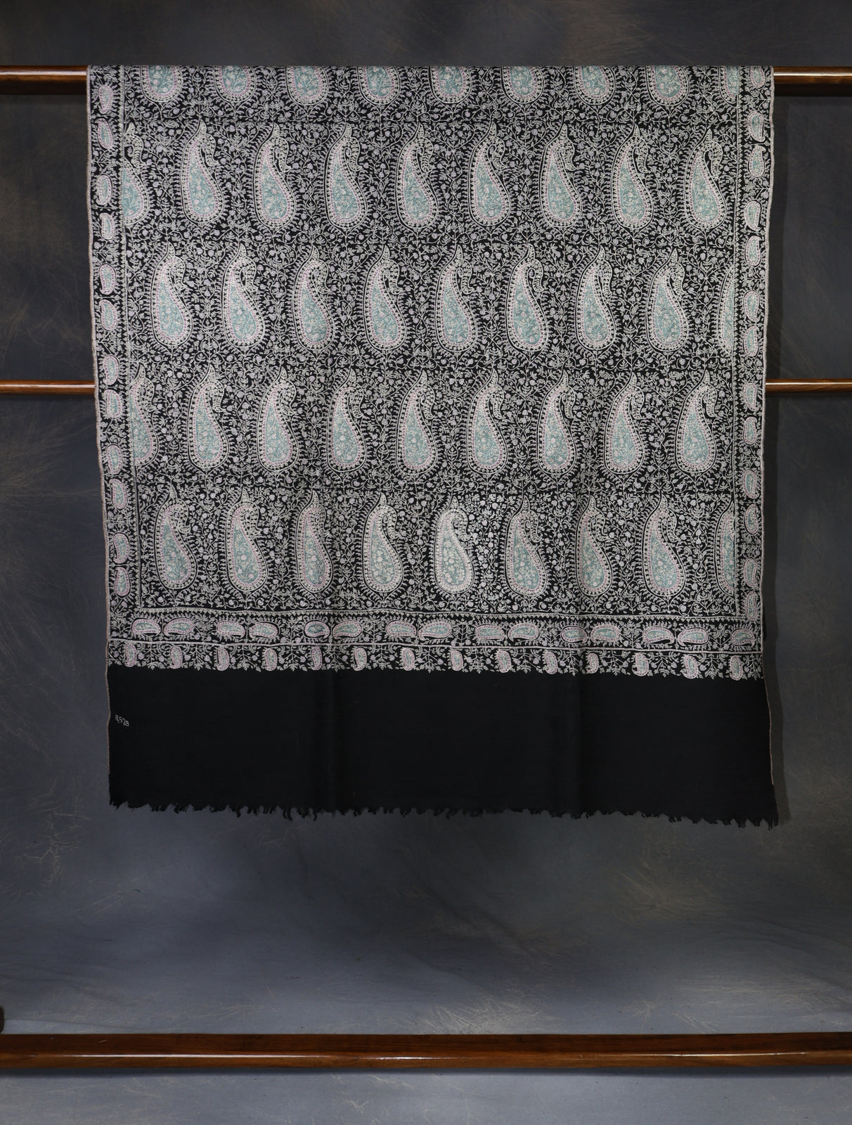 Black Jamawar Embroidery Pashmina Shawl