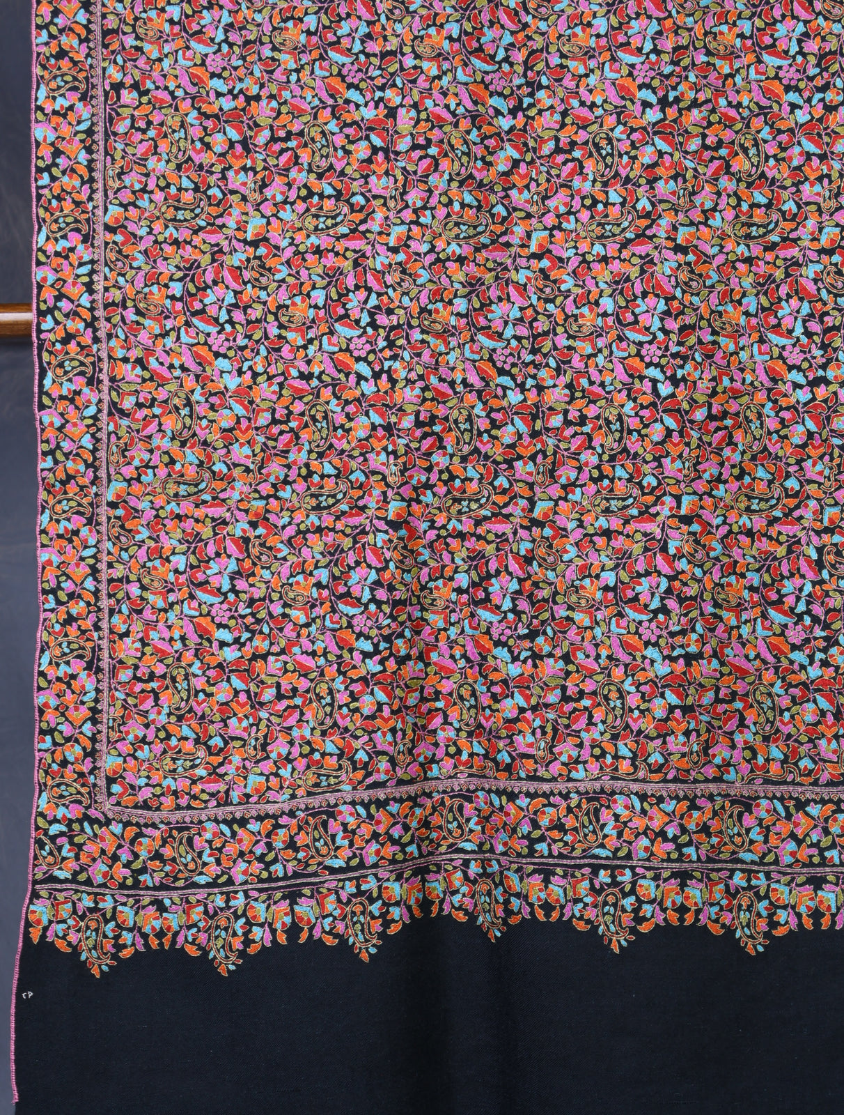 Black Jamawar Embroidery Pashmina Shawl