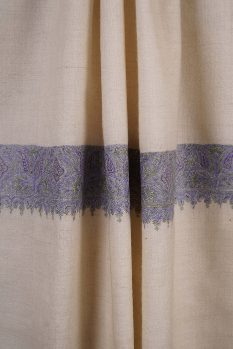 Ivory Base Big Border Embroidery Cashmere Pashmina Shawl