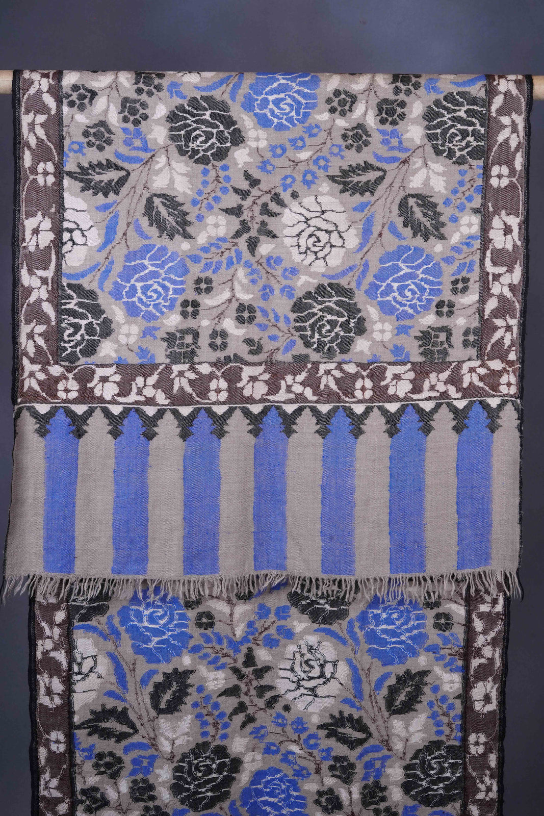 Natural Base Rose Kani Pashmina Scarf