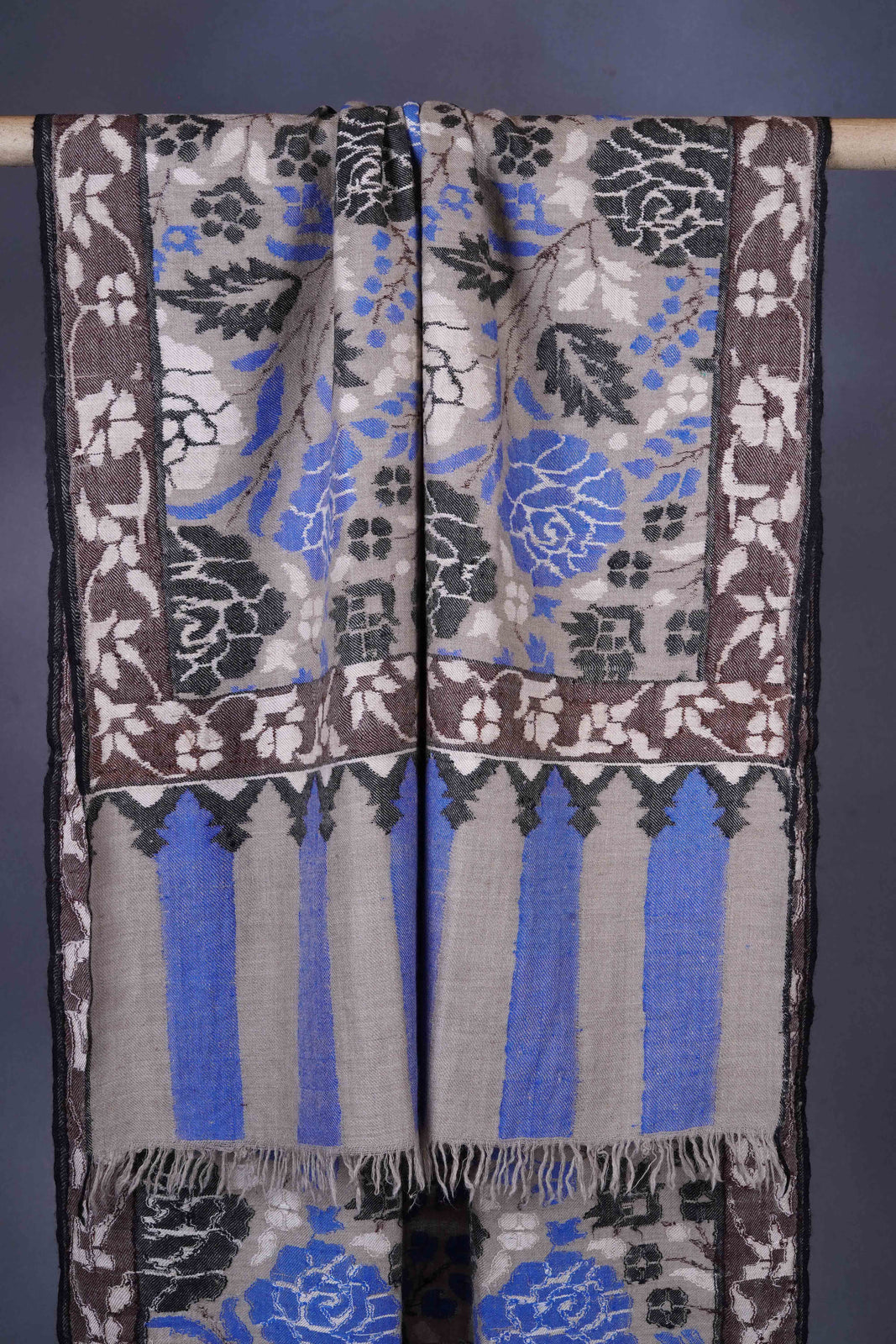 Natural Base Rose Kani Pashmina Scarf