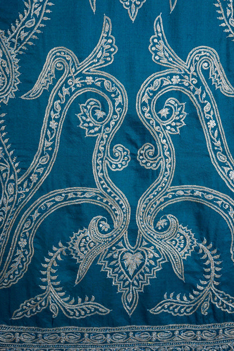 Teal Tilla Embroidery Pashmina Shawl