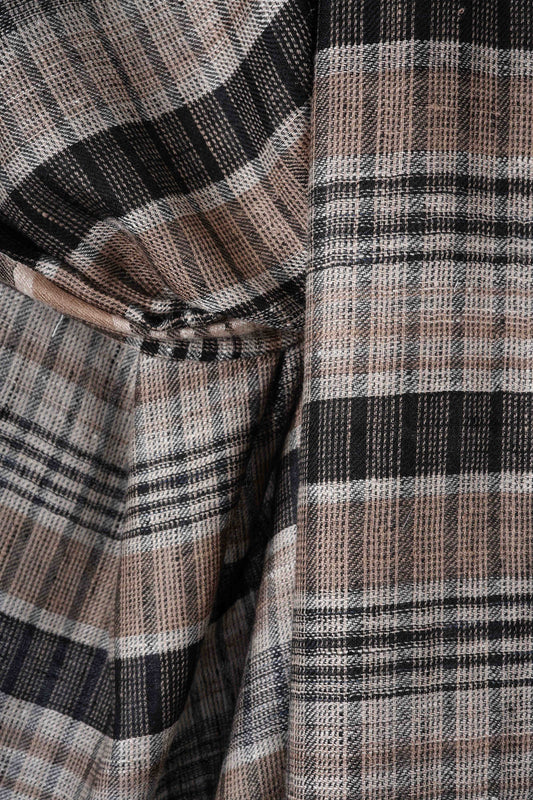 Big Black,Ivory And Natural Striped Handwoven Cashmere Pashmina Scarf