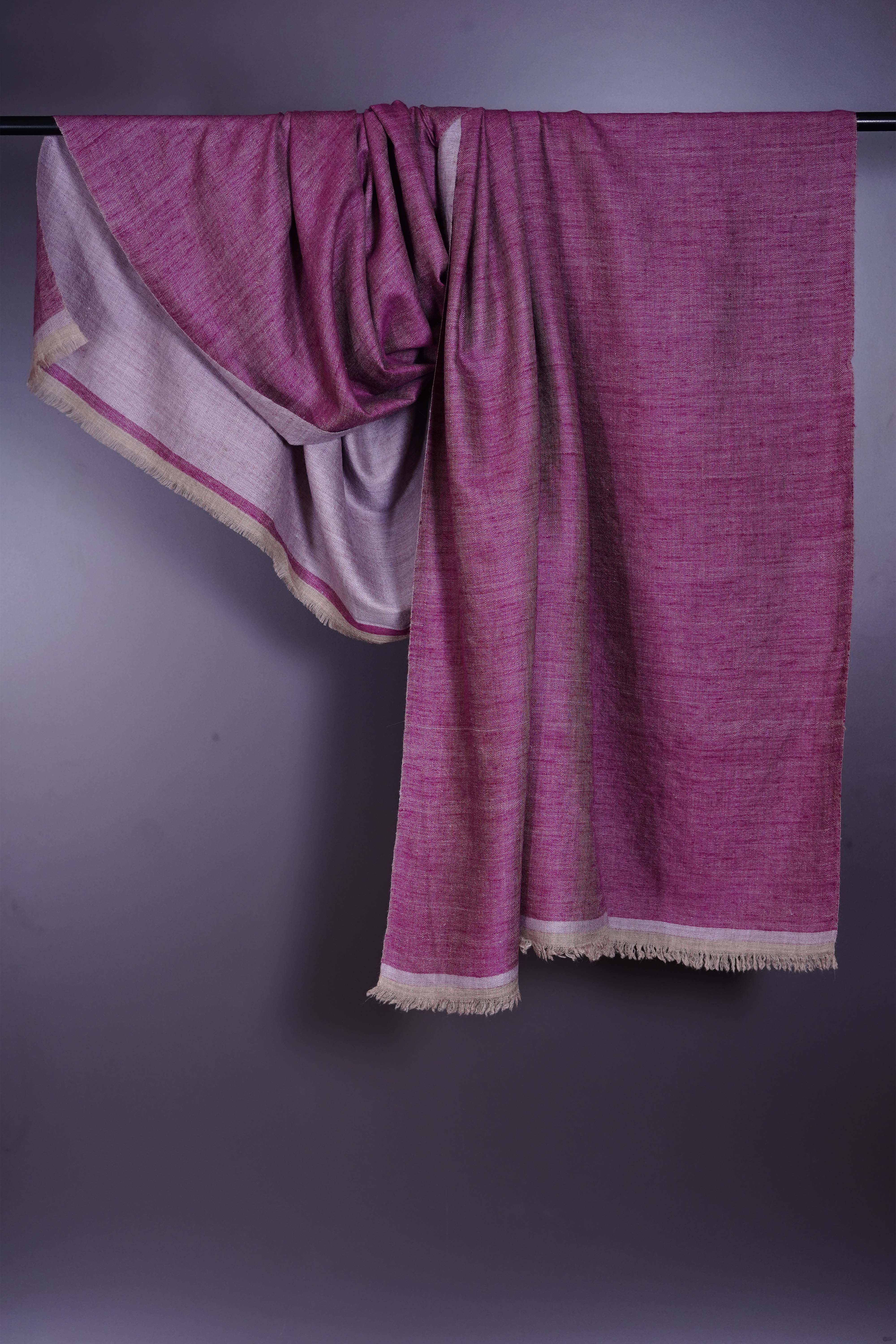 Reversible Mulberry Pink & Silver Cashmere Pashmina Shawl