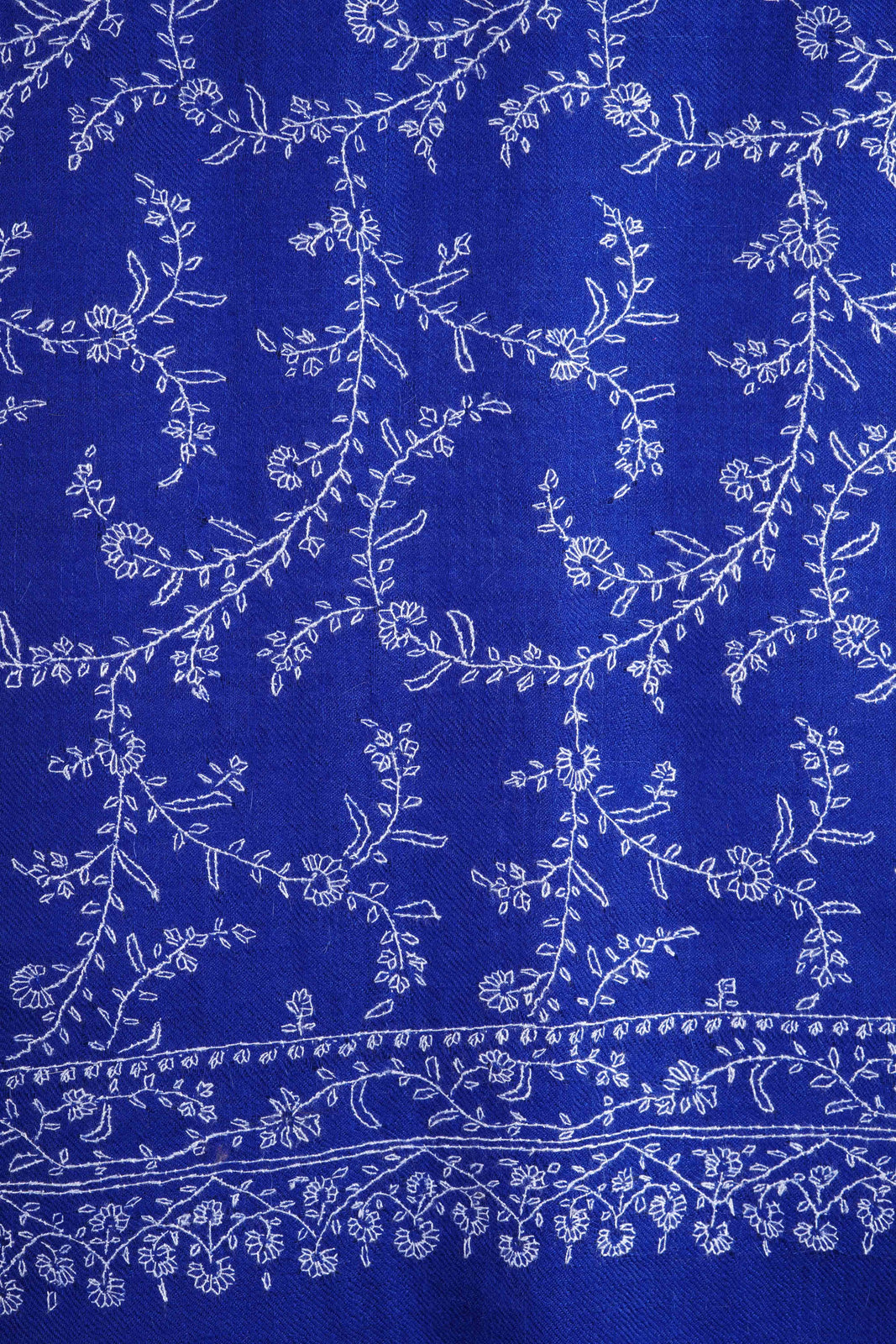 Blue Jali Embroidery Cashmere Pashmina Scarf