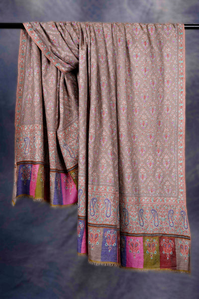 Natural Color Jamawar Embroidery Pashmina Shawl