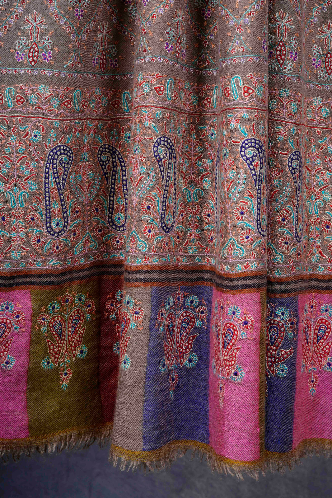 Natural Color Jamawar Embroidery Pashmina Shawl
