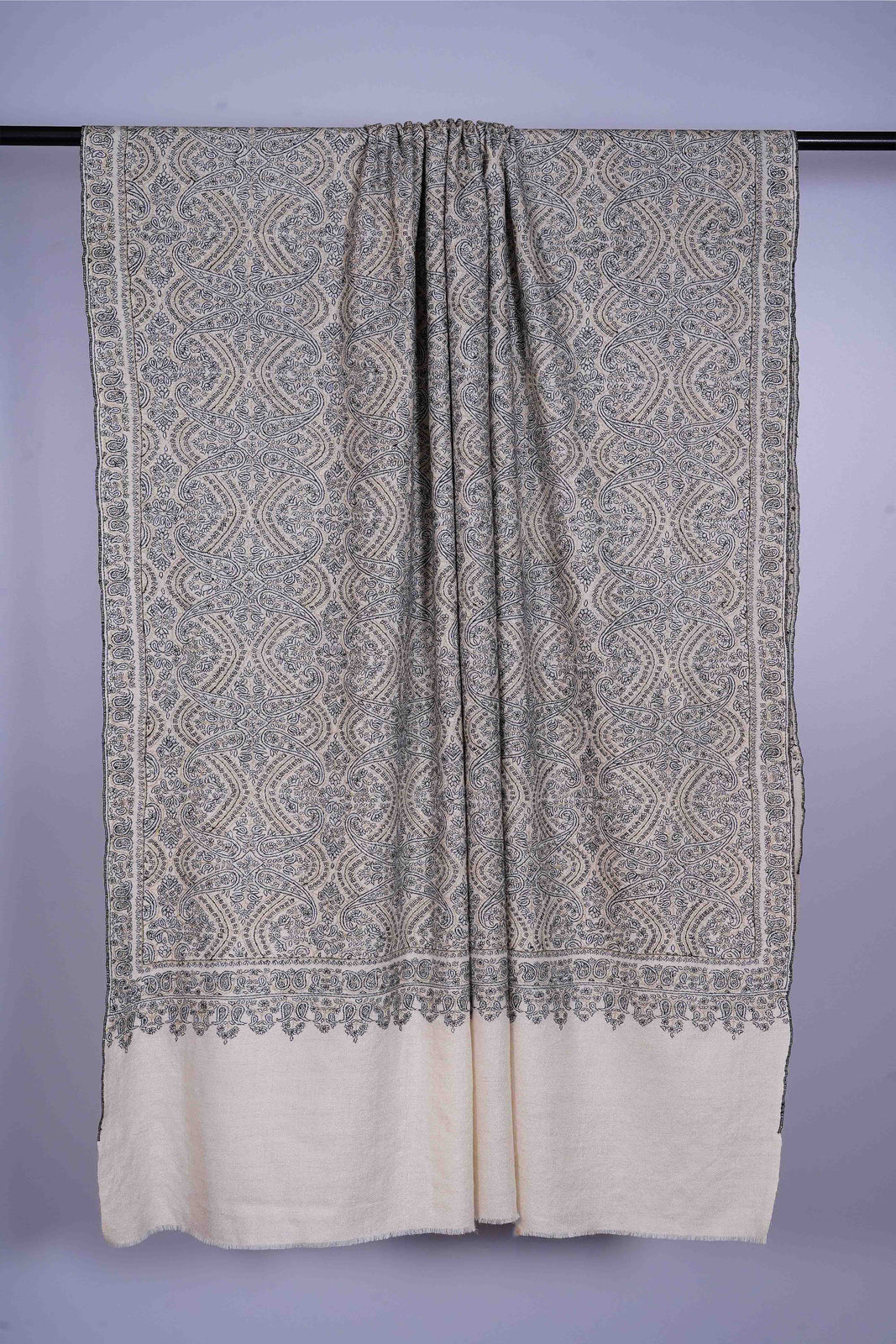 Ivory Base light Jamawar Embroidery Pashmina Shawl