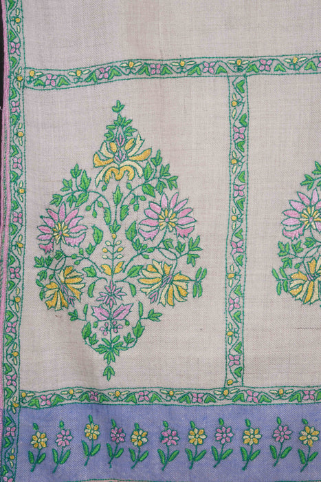 Light Pink Base Big Border Embroidery Cashmere Pashmina Shawl
