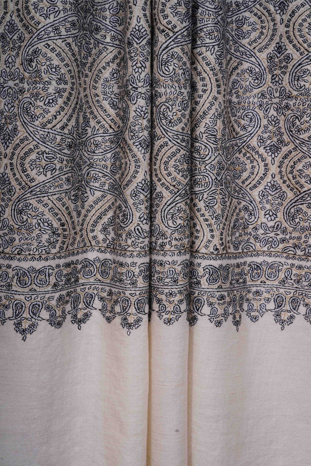 Ivory Base light Jamawar Embroidery Pashmina Shawl