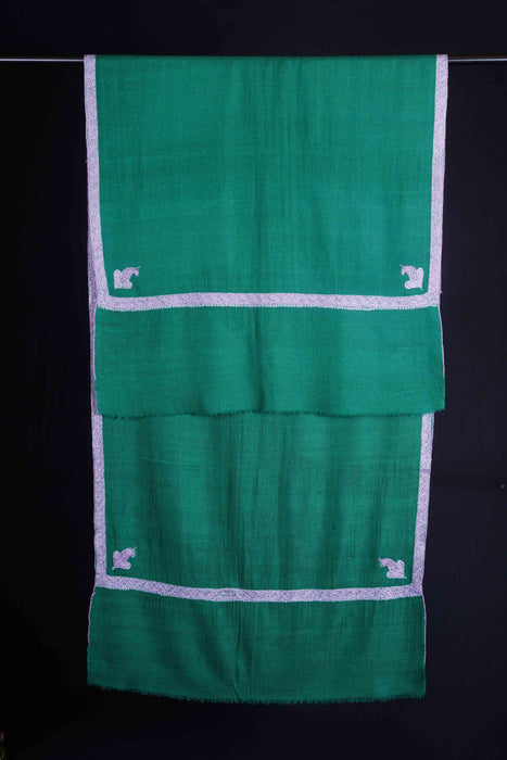Green Border Embroidery Cashmere Pashmina Scarf