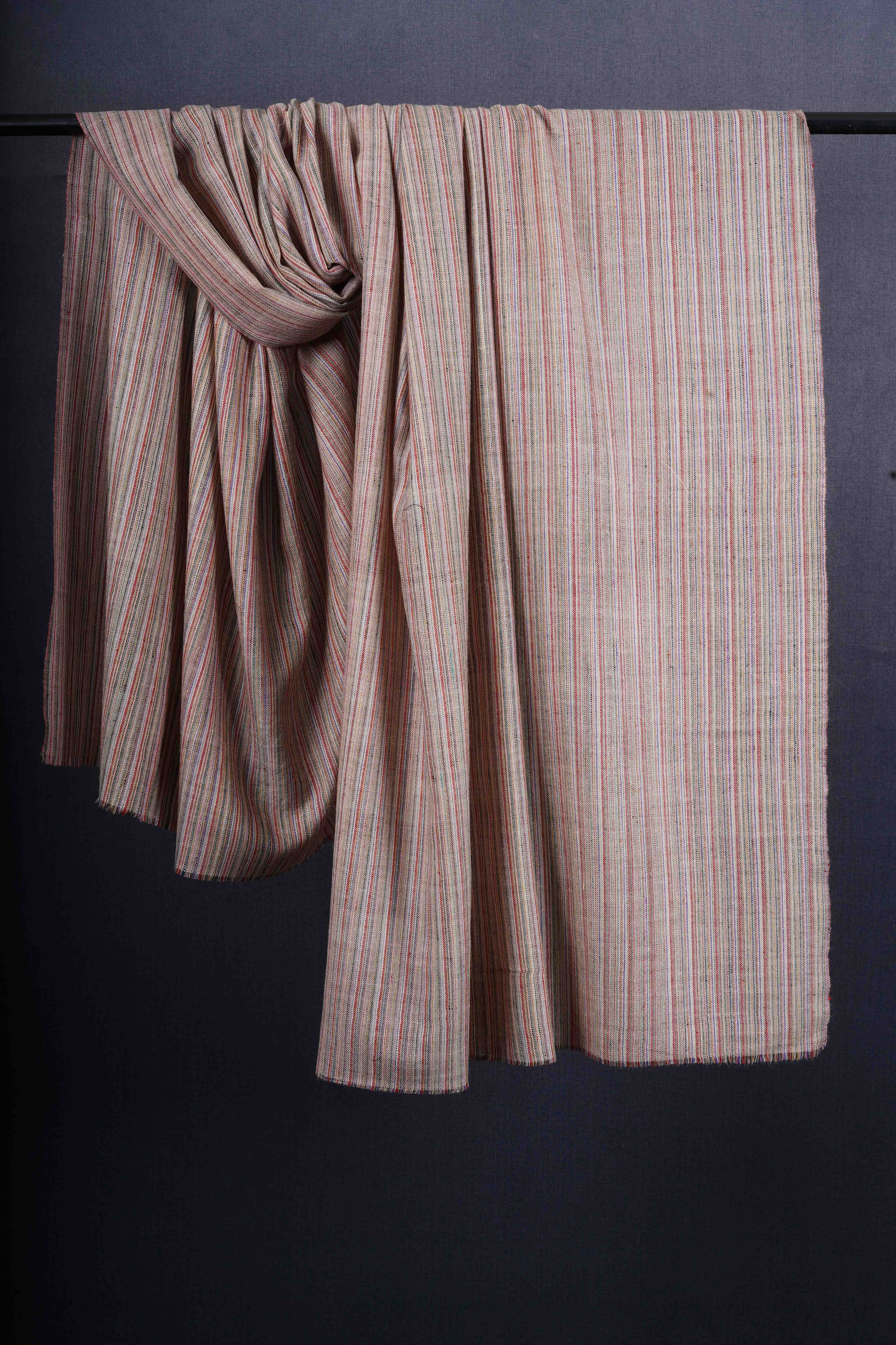 Natural Base Multi Color Handwoven Cashmere Pashmina Shawl